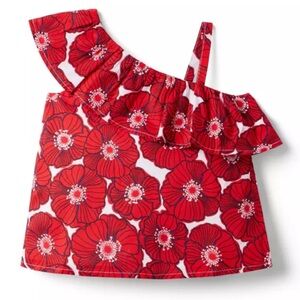 Janie and Jack Poppy Sun Top Red Floral One-Shoulder Top